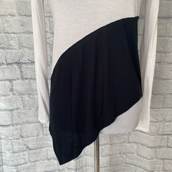 BCBGMaxazria women XXS colorblock Longsleeve scoopneck asymmetrical top - Picture 2 of 12